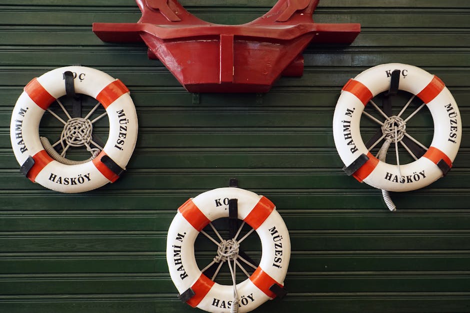 Colorful life rings hanging as nautical decor at Rahmi M. Koç Museum in İstanbul.